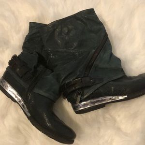 AS98 Green leather boots,10”high .